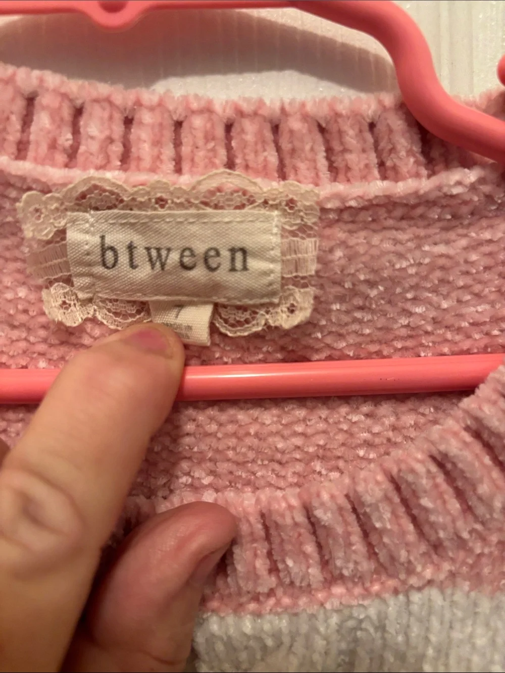 btween Pink Ombre Cable-Knit Striped Sweater